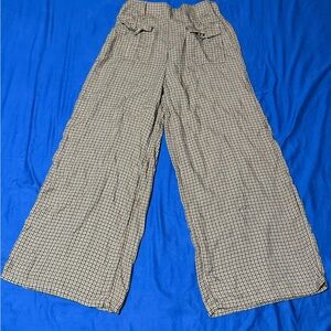 American Eagle Outfitters Black, brown & white Wide-Leg Check Pants